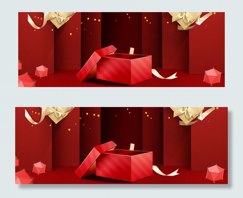 红色丝带礼盒高端大气banner
