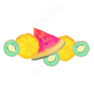 夏季水彩水果组合装饰矢量