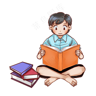 学生努力读书看书,免抠元素