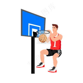 手绘卡通打篮球的少年