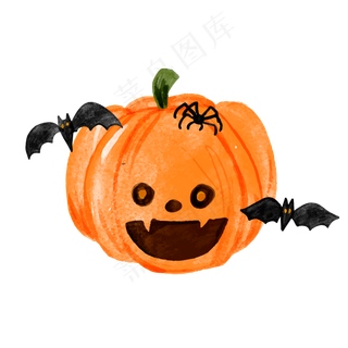 万圣节手绘水彩南瓜头