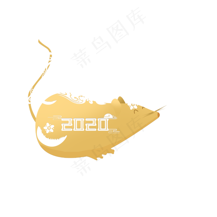 春节金色剪纸风老鼠,免抠元素(3000X3000(DPI:300))psd模版下载
