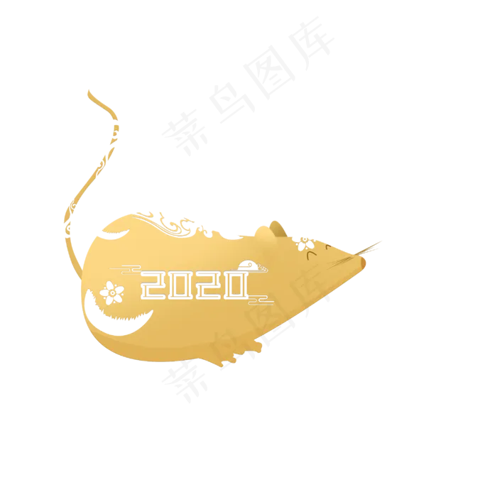 春节金色剪纸风老鼠,免抠元素(3000X3000(DPI:300))psd模版下载