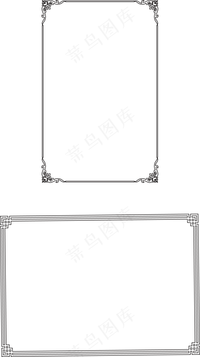 古代黑线框,免抠元素(1339*2380px 72 dpi )ai矢量模版下载