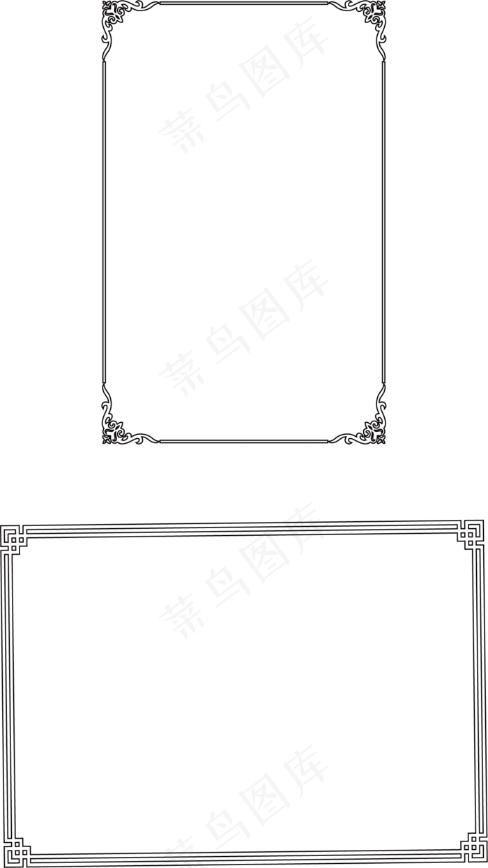 古代黑线框,免抠元素(1339*2380px 72 dpi )ai矢量模版下载