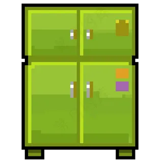 像素风格绿色冰箱
