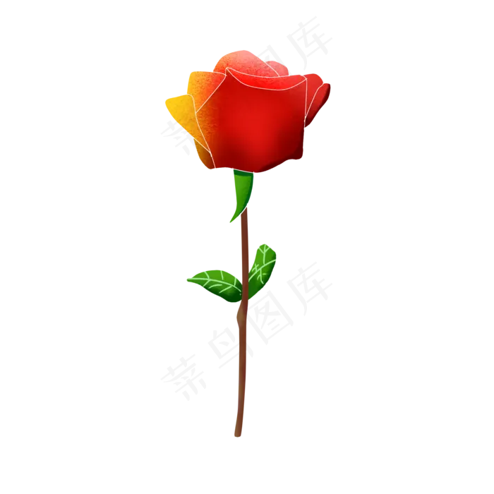单只可爱卡通手绘风格玫瑰花(2000X2000(DPI:300))psd模版下载