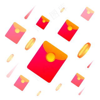 电商红包雨,免抠元素