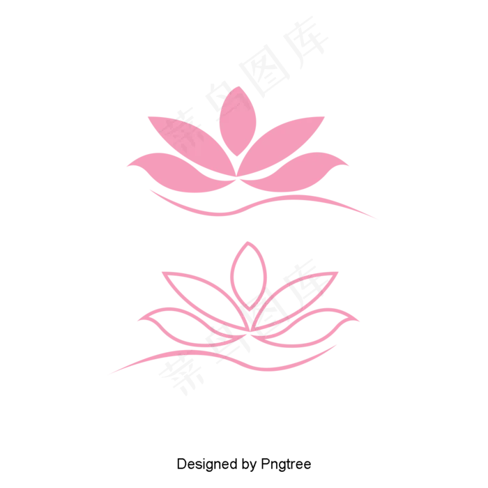 卡通手绘简单莲花图案(1200X1200(DPI:300))psd模版下载