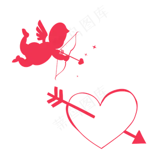 情人节爱心丘比特小天使红色卡通,免抠元素