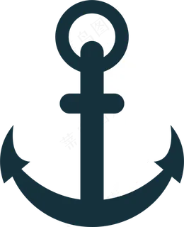 卡通蓝色夏日船锚矢量素材,免抠元素