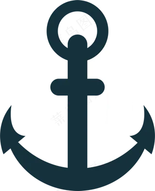 卡通蓝色夏日船锚矢量素材,免抠元素