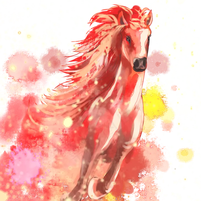 水彩奔马(2000X2000(DPI:299))psd模版下载
