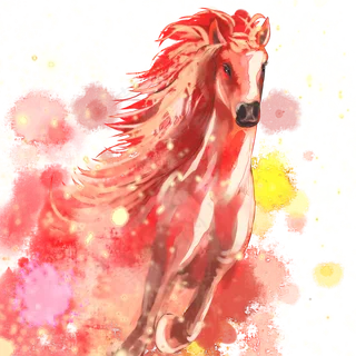 水彩奔马