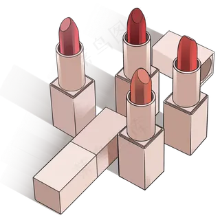 38妇女节女神不同色号的口红,免抠元素