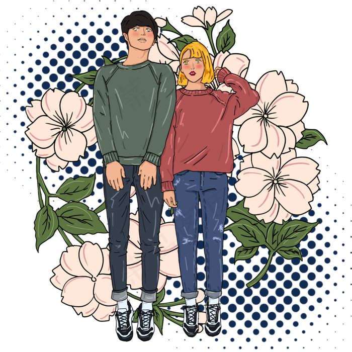 双十一情侣模特现代小清新插图