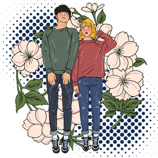 双十一情侣模特现代小清新插图