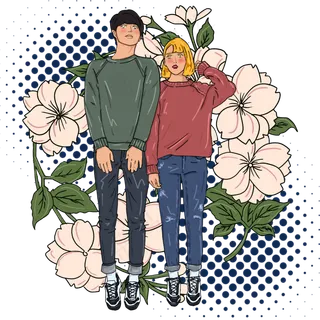 双十一情侣模特现代小清新插图