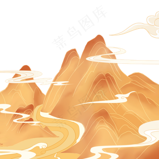 国潮风金色山水