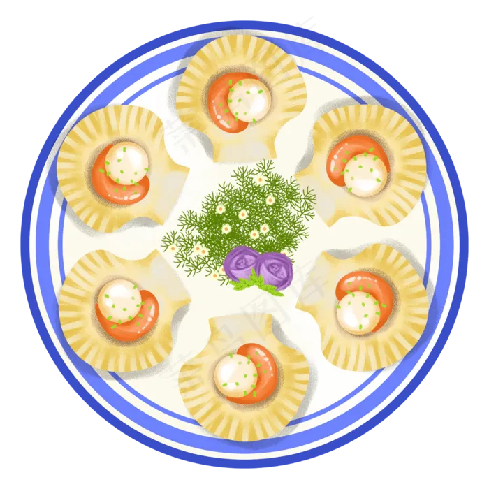 卡通手绘海鲜美食美味贝壳之圆形(2500X2500(DPI:300))psd模版下载