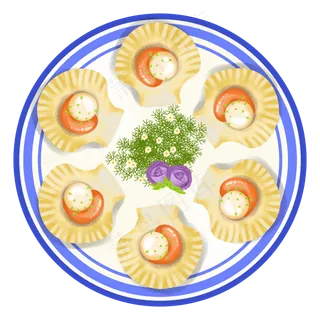 卡通手绘海鲜美食美味贝壳之圆形