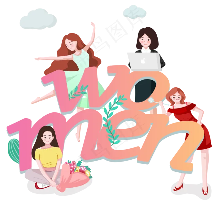 妇女节3.8快乐职业老师鲜花女王节,免抠元素(4000X4000(DPI:300))psd模版下载