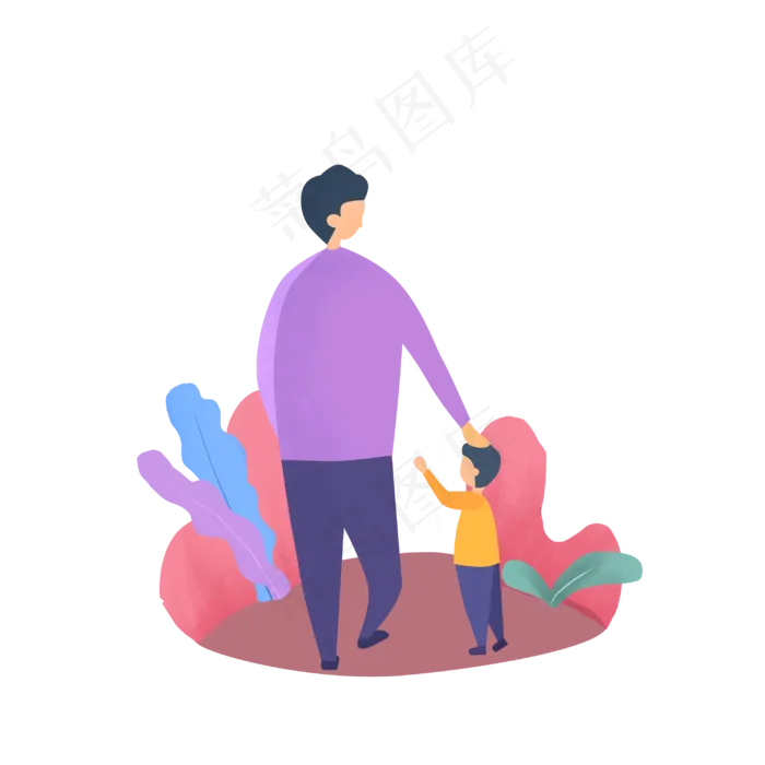 父亲节手绘爸爸与孩子免扣PNG(3000X3000(DPI:300))psd模版下载