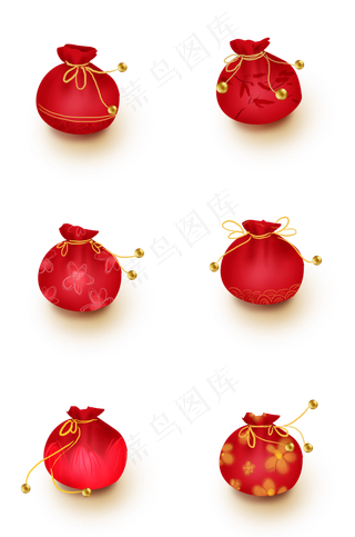 农历新年中式钱袋素材,免抠元素