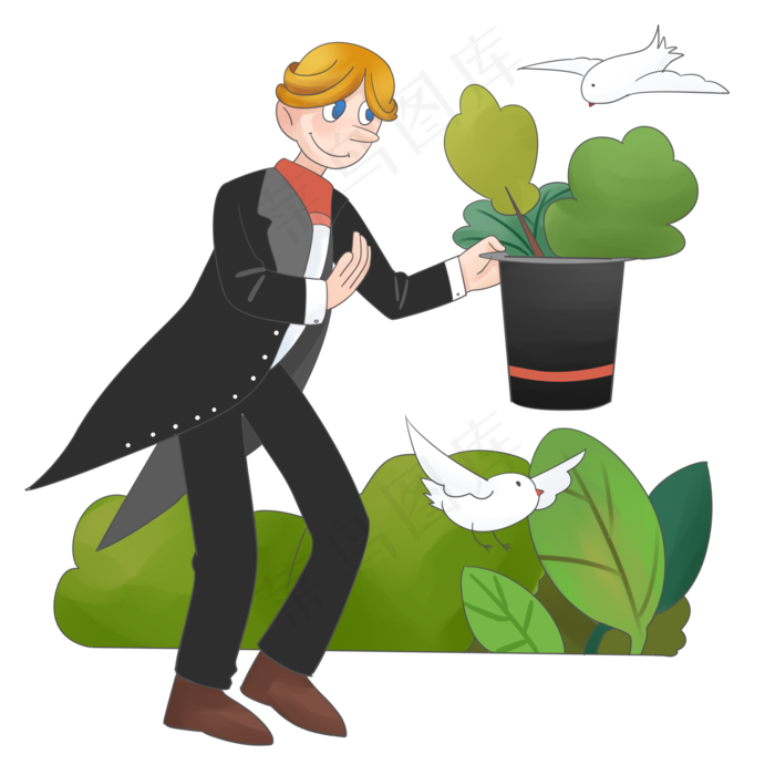 植树节人物和信鸽插画