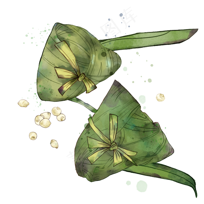 端午节绿色粽子水彩装饰电商(2040X2040(DPI:300))psd模版下载