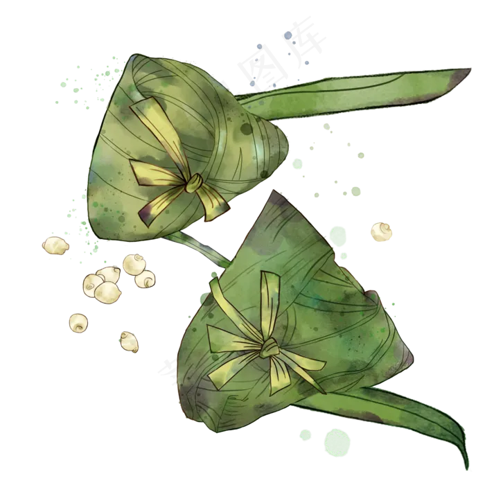 端午节绿色粽子水彩装饰电商(2040X2040(DPI:300))psd模版下载