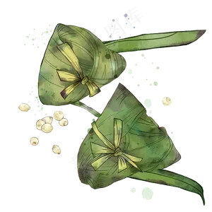 端午节绿色粽子水彩装饰电商
