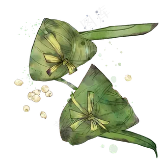 端午节绿色粽子水彩装饰电商 端午节绿色粽子水彩装饰电商