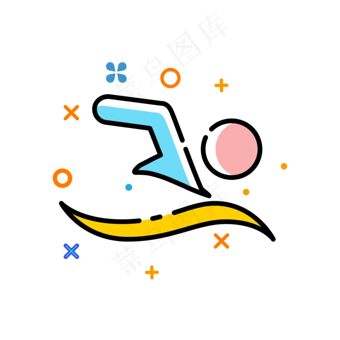 MBE风格体育图标游泳运动,免抠元素