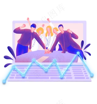 扁平商务噪点人物涨幅,免抠元素