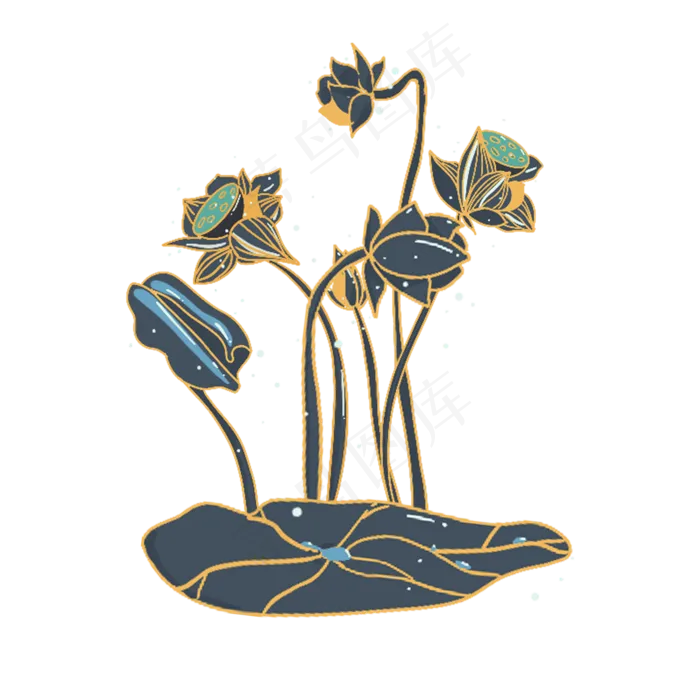 清凉小暑大暑荷叶莲花荷花(2000X2000(DPI:72))psd模版下载