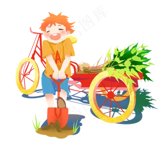 植树节挖坑的小孩