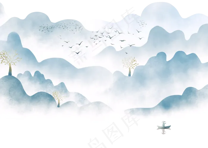 水墨风景山水画(2800X2000(DPI:300))psd模版下载