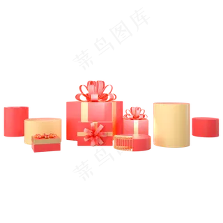 红色创意礼物礼盒元素,免抠元素