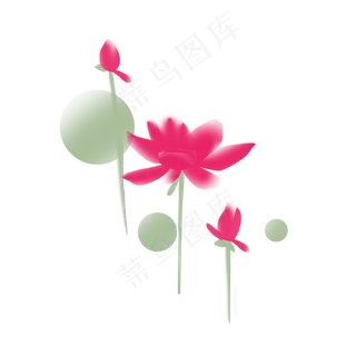 清新夏季荷花元素