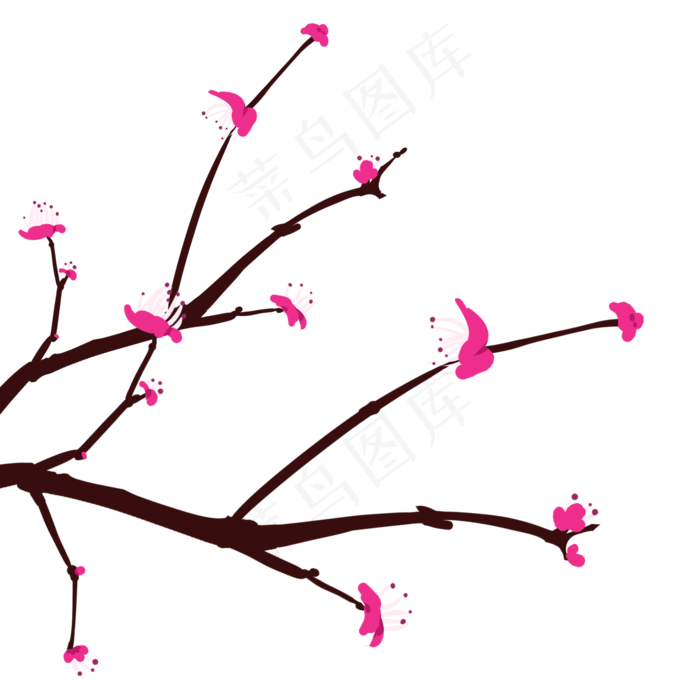 红色漂亮春天的花枝(2000X2000(DPI:300))psd模版下载
