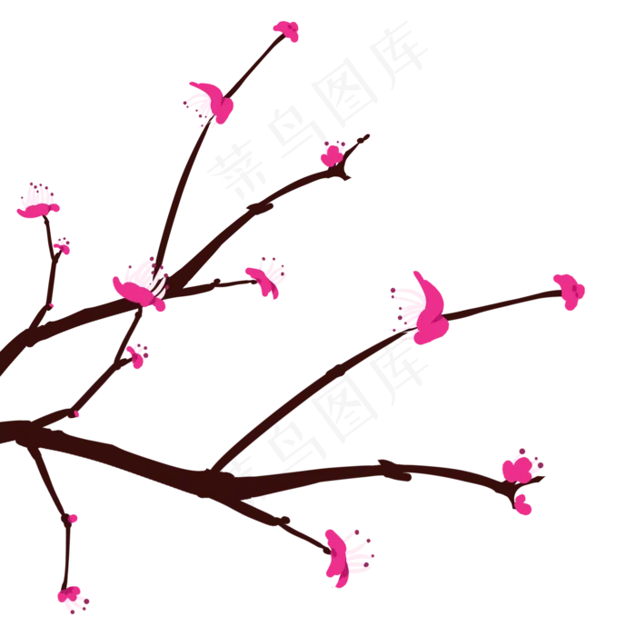 红色漂亮春天的花枝(2000X2000(DPI:300))psd模版下载