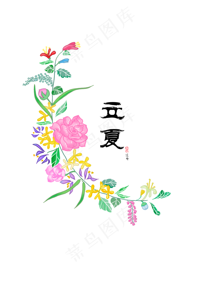 立夏夏天的花中国装饰(2480X3508(DPI:300))psd模版下载