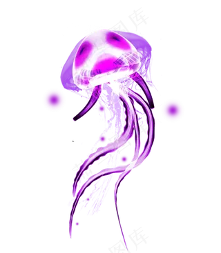 紫色海洋水母乌贼元素,免抠元素