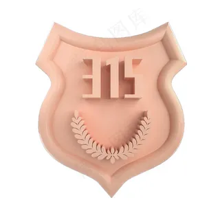 315C4D淡黄色立体盾牌