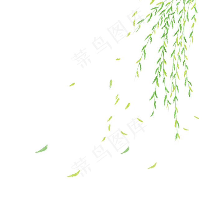 手绘清明节被风吹散的柳叶