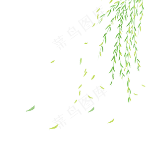 手绘清明节被风吹散的柳叶