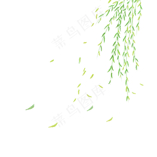 手绘清明节被风吹散的柳叶