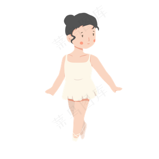 手绘卡通芭蕾女孩,免抠元素