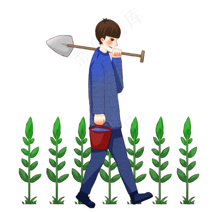 植树节准备植树的小男孩(2000X2000(DPI:300))psd模版下载